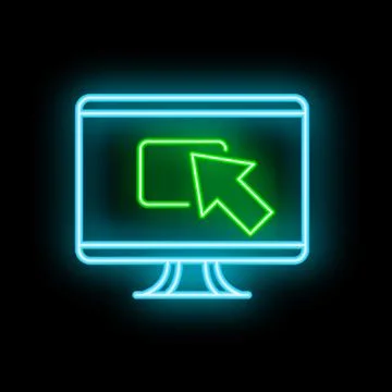 Neon computer screen displaying file transferring with cursor arrow イラスト素材