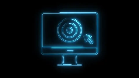 Neon computer screen with target and cursor for online goals and digital ma.. Stock Footage 308901925