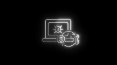Neon computer virus ransomware loop on black background Stock Footage 308178675