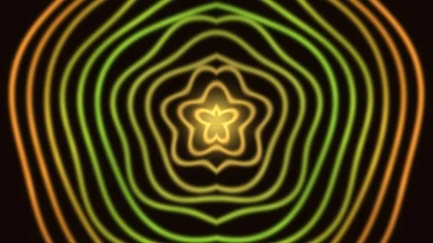 Neon Concentric Flower Shapes Seamless Loop Stock Footage 340542283