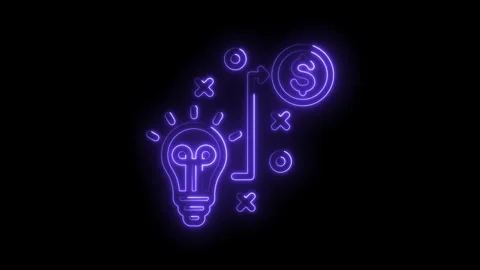 Neon concept of idea to money with light bulb and dollar sign animation Stock Footage 346004588