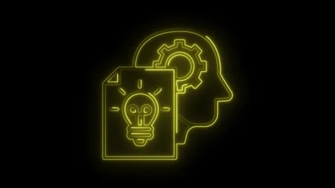 Neon concept of innovation process idea generation in creative mind with bl.. Stock Footage 312320313