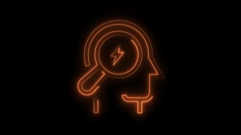 Neon concept of problem solving process with magnifying glass and lightenin.. Video stock 309293508