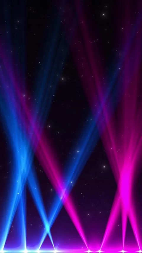 Neon concert lighting background blue magenta rays, star particles, soft mist, a Stock Footage 340416582