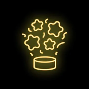 Neon confetti exploding from a round container icon 스톡 일러스트