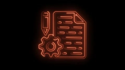 Neon configuration and documentation outline design with pencil and gear on Stock Footage 322961930