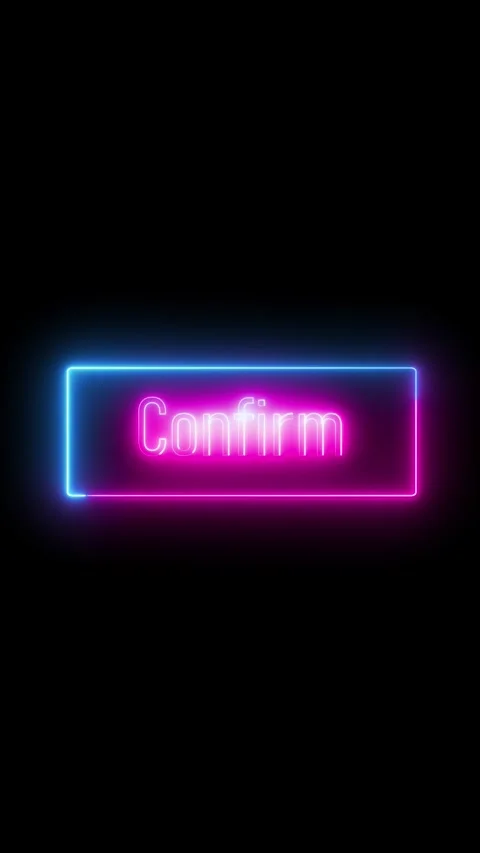 Neon confirmation button with glowing animation vertical video. Glowing neo.. Stock Footage 314932615