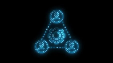 Neon connected users with gear shape animation on black background for busi.. Stock Footage 309908389