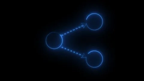 Neon connection network animation with glowing nodes and directional arrows.. Stockbeeldmateriaal 337570734