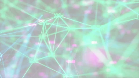 Neon connections.Abstract digital data nodes and connection paths within any Stock Footage 99571833