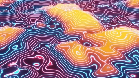 Neon Contour Waves Over Shifting Terrain Video stock 322167243
