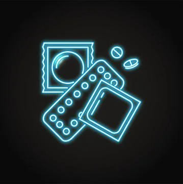 Neon contraception methods icon in line style Stock Illustration