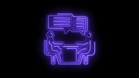 Neon Conversation Icon Two People Talking Across Table Chat Bubbles Stock Footage 333955936