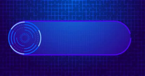 Neon cool futuristic lower third with HUD in moving cool neon colors on a d.. Stock Illustration