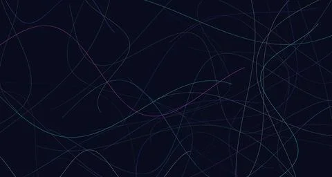 Neon cool tangled curved lines against dark backdrop Stock Illustration