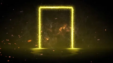 Neon Core Door with fire particle 4K LOOP Stock Footage 325180200