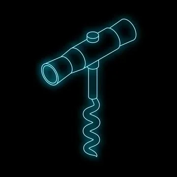 Neon corkscrew glowing on black background 스톡 일러스트