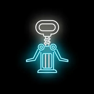 Neon corkscrew glowing icon for wine opening Stock Illustration