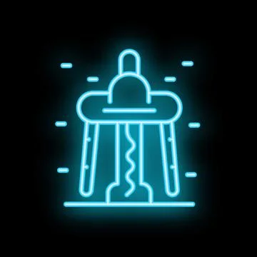 Neon corkscrew shining on black background with copy space Stock Illustration