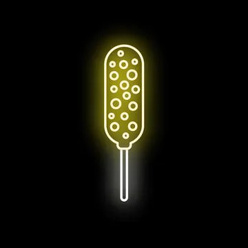 Neon corn dog light sign glowing in darkness Stock Illustration