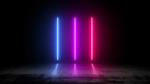 Neon corridor stretching to the horizon, clear night sky without clouds, re.. Stock Footage 281399997