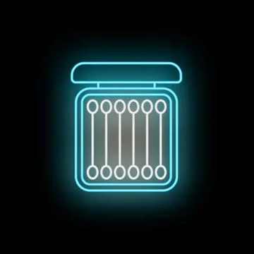 Neon cotton swabs inside case glowing icon Stock Illustration