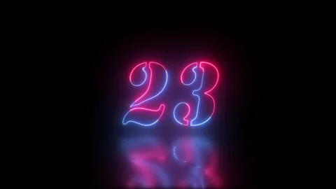 Neon countdown from 30 to 0 in blue and pink with reflection on black screen Stock Footage 340388029