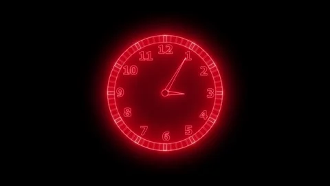 Neon Countdown with Analog Clock Animation Stock Footage 307875241