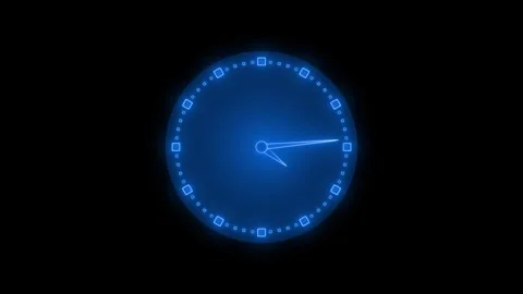 Neon Countdown Analog Clock Timer Animation with Glowing Effect Stock Footage 308046305