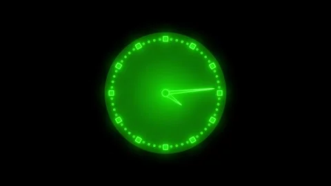 Neon Countdown Analog Clock Timer Animation with Glowing Effect Stock Footage 308046315