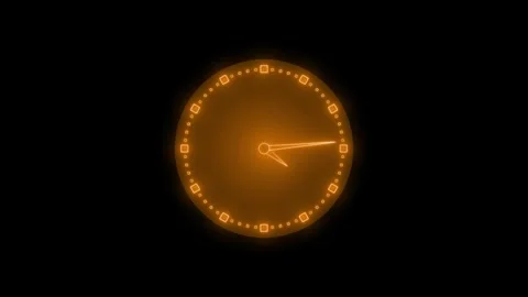 Neon Countdown Analog Clock Timer Animation with Glowing Effect Stock Footage 308046322