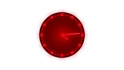 Neon Countdown Analog Clock Timer Animation with Glowing Effect Stock Footage 308046342