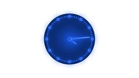 Neon Countdown Analog Clock Timer Animation with Glowing Effect Stock Footage 308046351