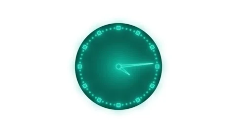 Neon Countdown Analog Clock Timer Animation with Glowing Effect Stock Footage 308046369