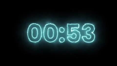 Neon Countdown Animation from 0 to 1 Minute Stock Footage 308611163