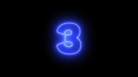 Neon Countdown Animation 5 to 0, Glowing Blue Numbers Timer Intro Stock Footage 315014791