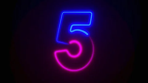Neon countdown on black background. 3D render Video stock 279923238