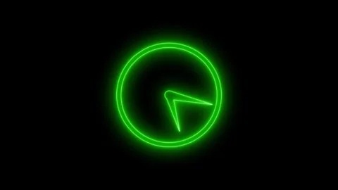 Neon Countdown Clock Face Animation Featuring Moving Analog Hands Stockbeeldmateriaal 337016620