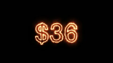 Neon countdown dollars fiery color on black background Видео 165149098
