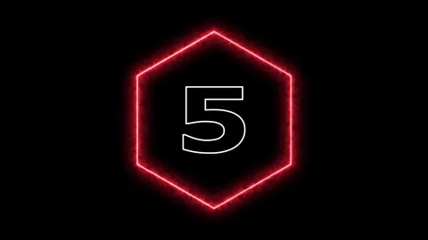 Neon countdown five digital motion video Stock Footage 328385872