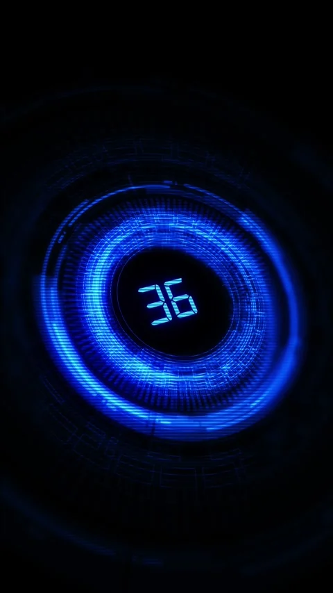 Neon countdown loading icon 0 to 100 battery charging screen animation. Stock Footage 341369266