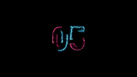 Neon countdown number animation on black background. 0-10 counting down sec.. 動画素材 327756677