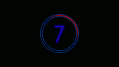 Neon countdown number ten to zero animation on black background. 4k timer Stock Footage