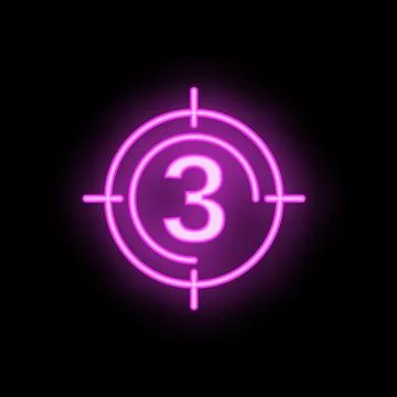 Neon countdown showing number three on black background Stock Illustration