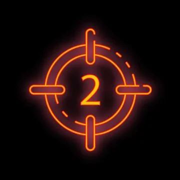 Neon countdown showing number two on black background Illustrazione stock
