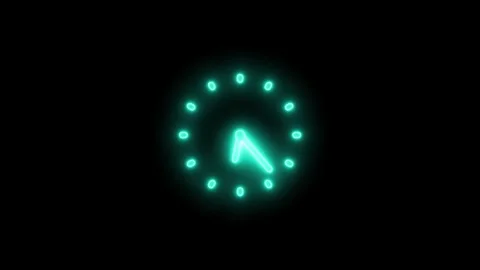 Neon Countdown Timekeeping Animation with Analog Clock Face Stock-Footage 337023163