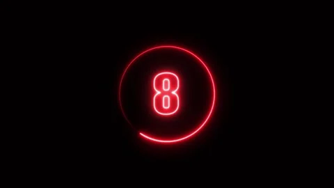 Neon countdown timer from 15 to 0 animation isolated on black background Stock Footage 321609890