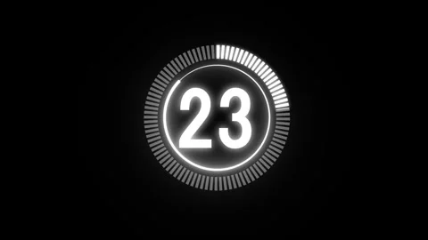 Neon countdown timer from 30 to zero seconds on a black background Stock Footage 333757708