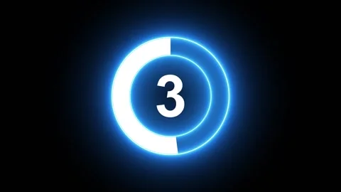Neon countdown timer from 5 to 0 seconds real time animation Stock Footage 323305118