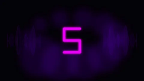 Neon countdown timer animation with audio wave in 4K Stock Footage 345012756